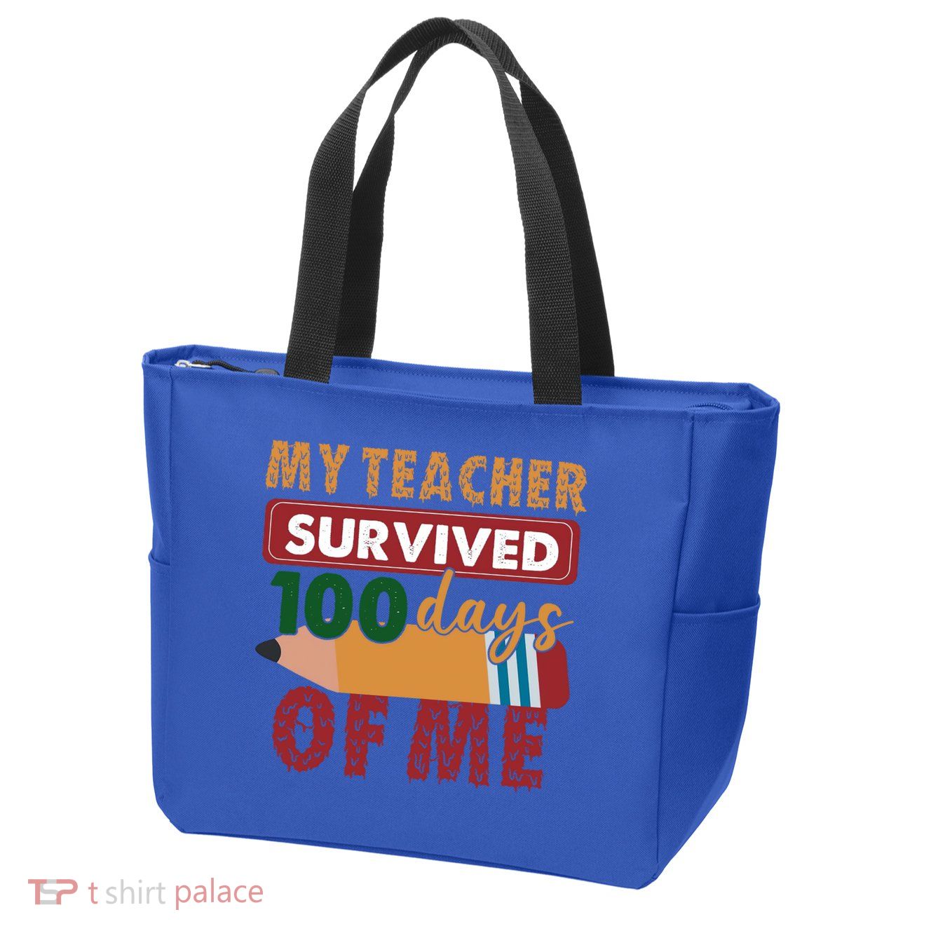 My Teacher Survived 100 Days Of Me Funny Student 100 Days Gift Zip Tote Bag