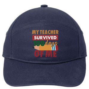 My Teacher Survived 100 Days Of Me Funny Student 100 Days Gift 7-Panel Snapback Hat