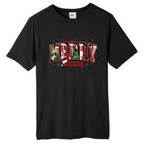 Merry Trumpmas Santa Trump Christmas Pajamas Funny Tall Fusion ChromaSoft Performance T-Shirt