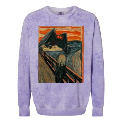 Mothman The Scream Mashup WV Cryptid Art Colorblast Crewneck Sweatshirt