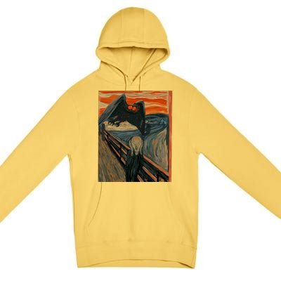 Mothman The Scream Mashup WV Cryptid Art Premium Pullover Hoodie