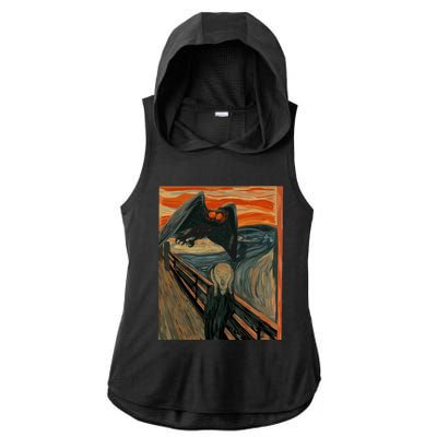 Mothman The Scream Mashup WV Cryptid Art Ladies PosiCharge Tri-Blend Wicking Draft Hoodie Tank