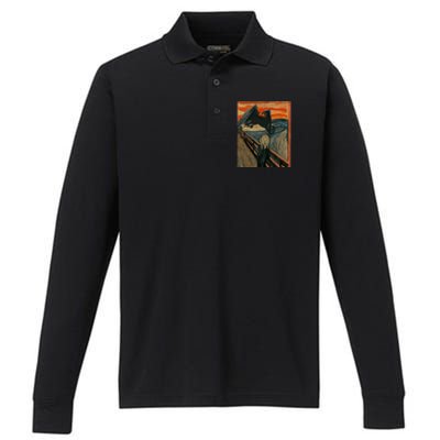 Mothman The Scream Mashup WV Cryptid Art Performance Long Sleeve Polo