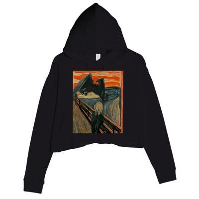 Mothman The Scream Mashup WV Cryptid Art Crop Fleece Hoodie