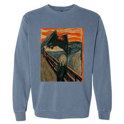 Mothman The Scream Mashup WV Cryptid Art Garment-Dyed Sweatshirt