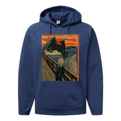 Mothman The Scream Mashup WV Cryptid Art Performance Fleece Hoodie