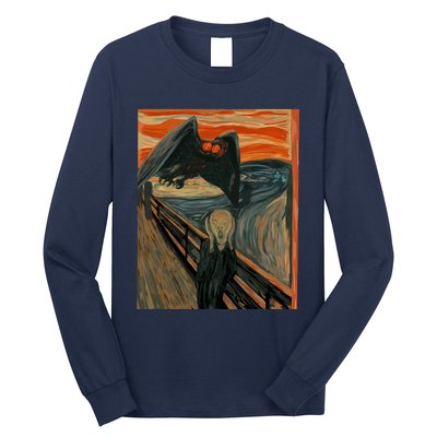 Mothman The Scream Mashup WV Cryptid Art Long Sleeve Shirt