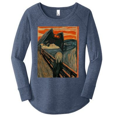 Mothman The Scream Mashup WV Cryptid Art Women's Perfect Tri Tunic Long Sleeve Shirt