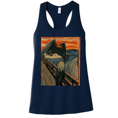 Mothman The Scream Mashup WV Cryptid Art Women's Racerback Tank