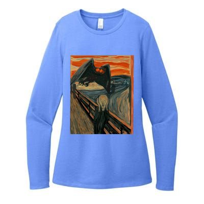 Mothman The Scream Mashup WV Cryptid Art Womens CVC Long Sleeve Shirt