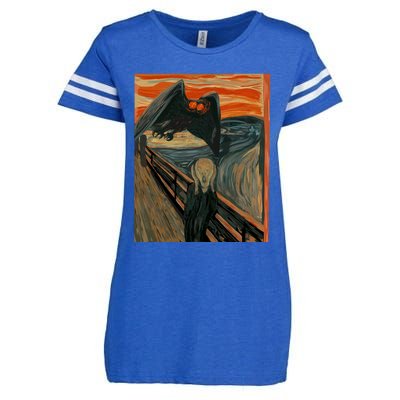 Mothman The Scream Mashup WV Cryptid Art Enza Ladies Jersey Football T-Shirt