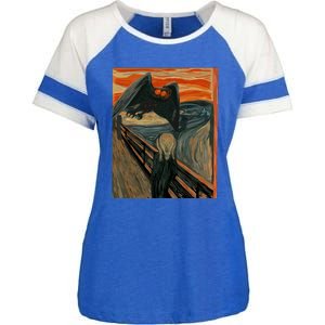 Mothman The Scream Mashup WV Cryptid Art Enza Ladies Jersey Colorblock Tee