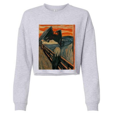 Mothman The Scream Mashup WV Cryptid Art Cropped Pullover Crew