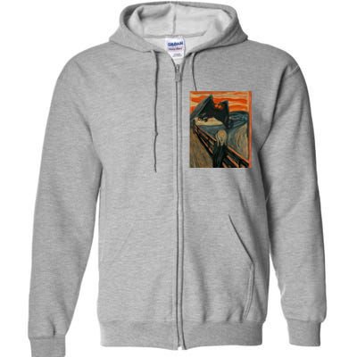 Mothman The Scream Mashup WV Cryptid Art Full Zip Hoodie