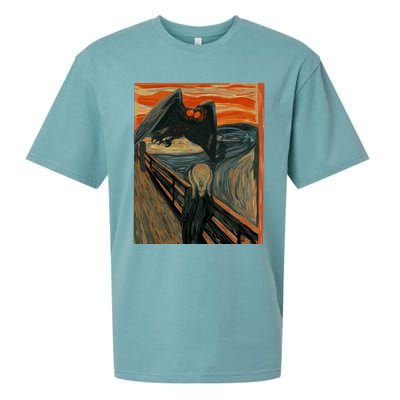 Mothman The Scream Mashup WV Cryptid Art Sueded Cloud Jersey T-Shirt