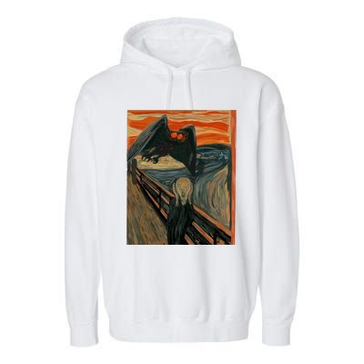 Mothman The Scream Mashup WV Cryptid Art Garment-Dyed Fleece Hoodie