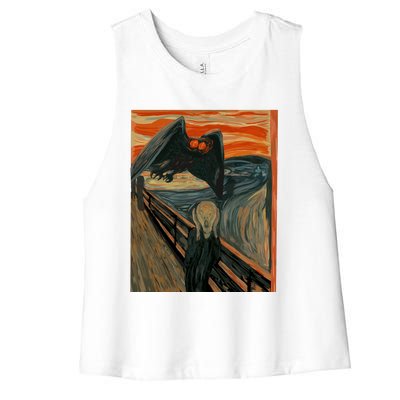 Mothman The Scream Mashup WV Cryptid Art Women's Racerback Cropped Tank