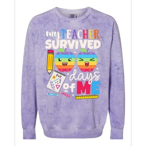 My Teacher Survived 100 Days Of Me In School Funny Students Gift Colorblast Crewneck Sweatshirt