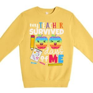 My Teacher Survived 100 Days Of Me In School Funny Students Gift Premium Crewneck Sweatshirt