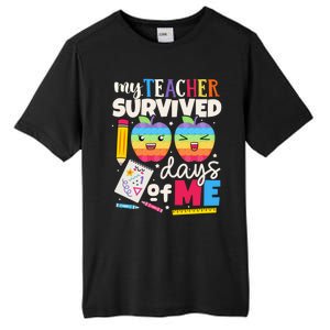 My Teacher Survived 100 Days Of Me In School Funny Students Gift Tall Fusion ChromaSoft Performance T-Shirt