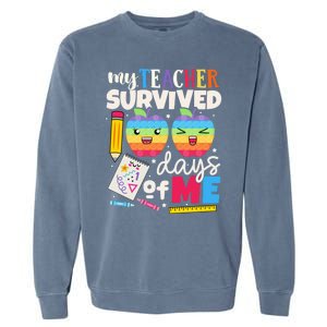 My Teacher Survived 100 Days Of Me In School Funny Students Gift Garment-Dyed Sweatshirt