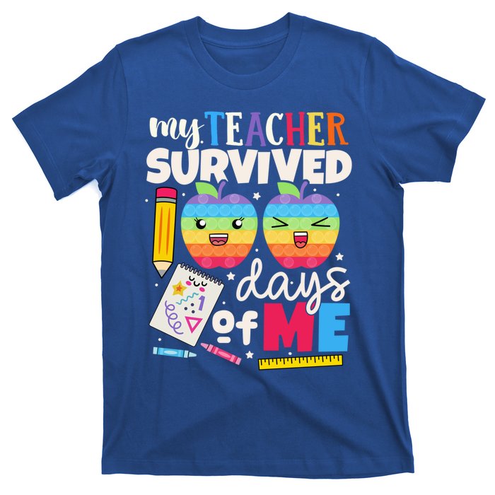 My Teacher Survived 100 Days Of Me In School Funny Students Gift T-Shirt