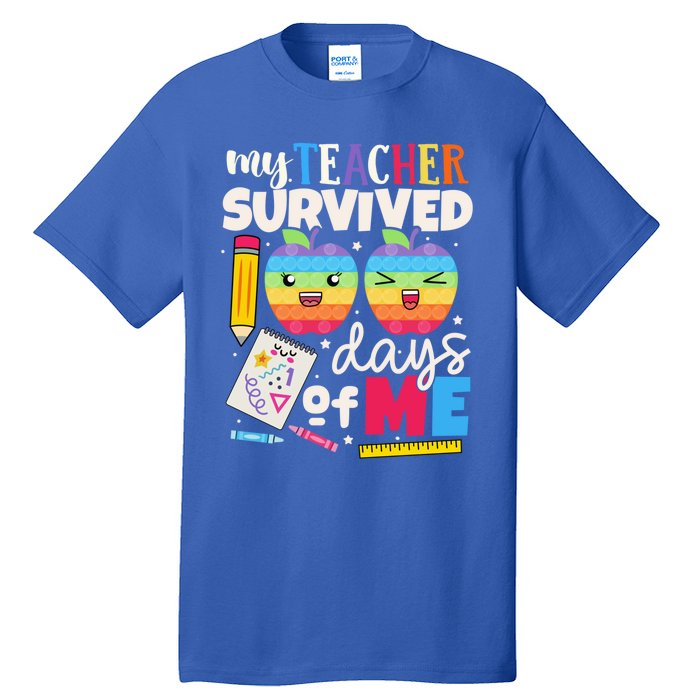 My Teacher Survived 100 Days Of Me In School Funny Students Gift Tall T-Shirt