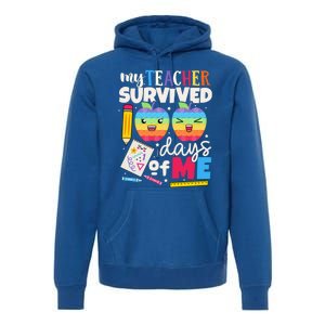 My Teacher Survived 100 Days Of Me In School Funny Students Gift Premium Hoodie