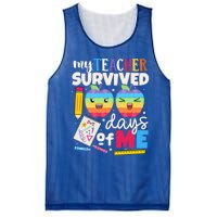 My Teacher Survived 100 Days Of Me In School Funny Students Gift Mesh Reversible Basketball Jersey Tank