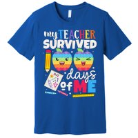 My Teacher Survived 100 Days Of Me In School Funny Students Gift Premium T-Shirt