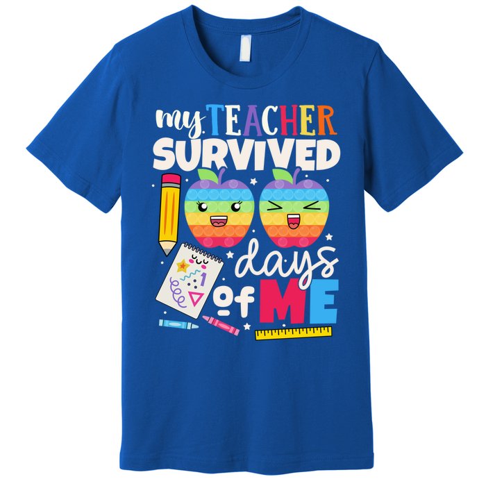 My Teacher Survived 100 Days Of Me In School Funny Students Gift Premium T-Shirt