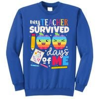 My Teacher Survived 100 Days Of Me In School Funny Students Gift Tall Sweatshirt