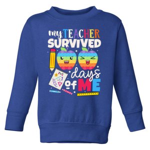 My Teacher Survived 100 Days Of Me In School Funny Students Gift Toddler Sweatshirt