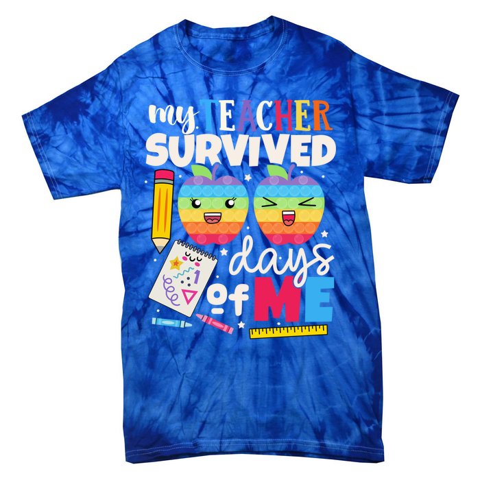 My Teacher Survived 100 Days Of Me In School Funny Students Gift Tie-Dye T-Shirt