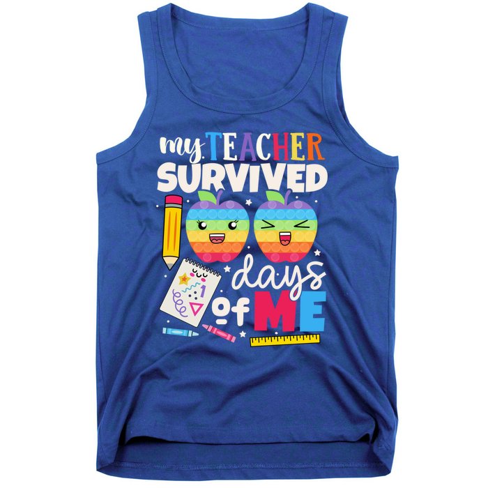 My Teacher Survived 100 Days Of Me In School Funny Students Gift Tank Top