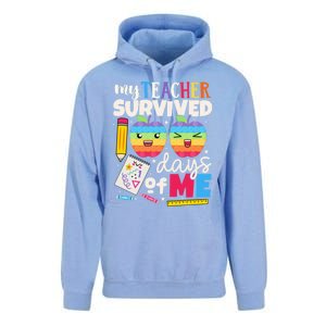 My Teacher Survived 100 Days Of Me In School Funny Students Gift Unisex Surf Hoodie