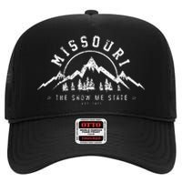 Missouri The Show Me State Est 1821 Vintage Mountains Gift High Crown Mesh Back Trucker Hat