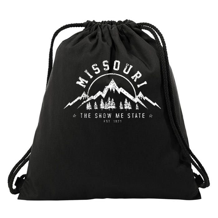 Missouri The Show Me State Est 1821 Vintage Mountains Gift Drawstring Bag