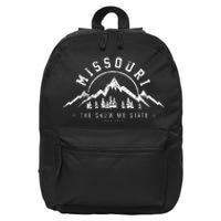 Missouri The Show Me State Est 1821 Vintage Mountains Gift 16 in Basic Backpack