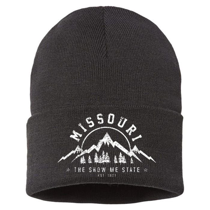 Missouri The Show Me State Est 1821 Vintage Mountains Gift Sustainable Knit Beanie