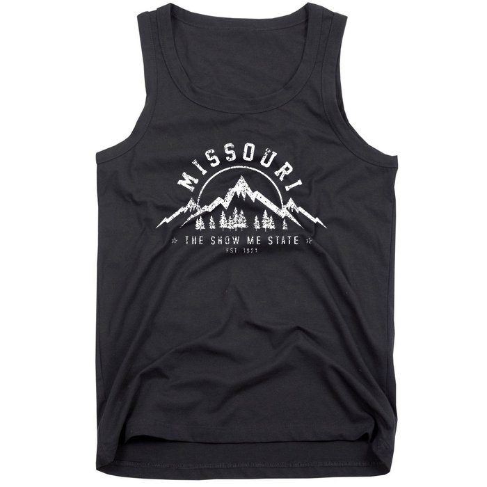 Missouri The Show Me State Est 1821 Vintage Mountains Gift Tank Top