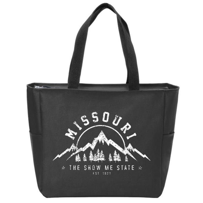 Missouri The Show Me State Est 1821 Vintage Mountains Gift Zip Tote Bag