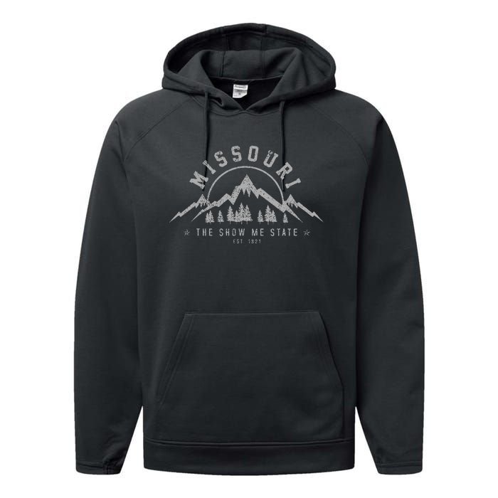 Missouri The Show Me State Usa America Souvenir Performance Fleece Hoodie