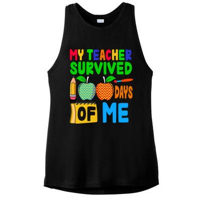 My Teacher Survived 100 Days Of Me Cool Gift Students Cute Gift Ladies PosiCharge Tri-Blend Wicking Tank