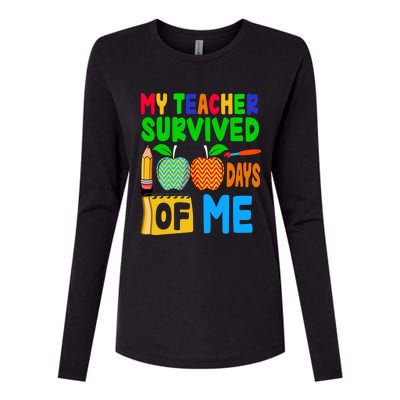 My Teacher Survived 100 Days Of Me Cool Gift Students Cute Gift Womens Cotton Relaxed Long Sleeve T-Shirt