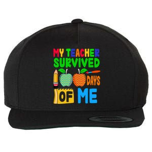 My Teacher Survived 100 Days Of Me Cool Gift Students Cute Gift Wool Snapback Cap