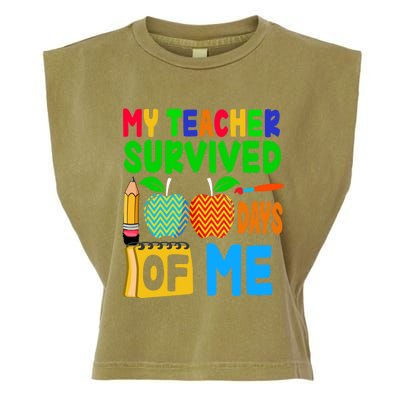 My Teacher Survived 100 Days Of Me Cool Gift Students Cute Gift Garment-Dyed Women's Muscle Tee