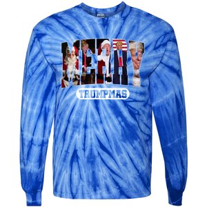 Merry Trumpmas Santa Trump Christmas Pajamas Funny Cool Gift Tie-Dye Long Sleeve Shirt