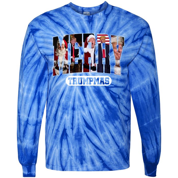 Merry Trumpmas Santa Trump Christmas Pajamas Funny Cool Gift Tie-Dye Long Sleeve Shirt