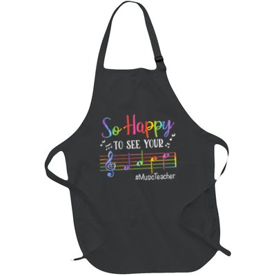 Music Teacher So Happy To See Your Face Back To School Funny Full-Length Apron With Pockets